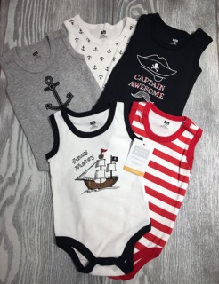Set 5 body sát nách bé trai (5-7kg và 9-12 kg)