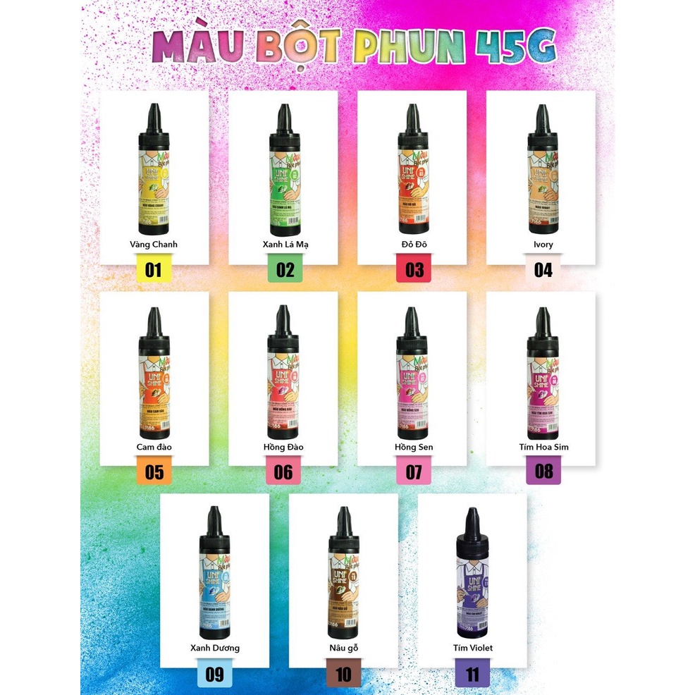 MÀU PHUN BỘT  45G -UNISHINE
