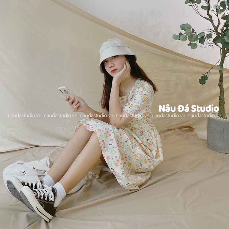 ĐẦM/VÁY XÔ HOA NHÍ NÀNG THƠ  - NÂU ĐÁ STUDIO.