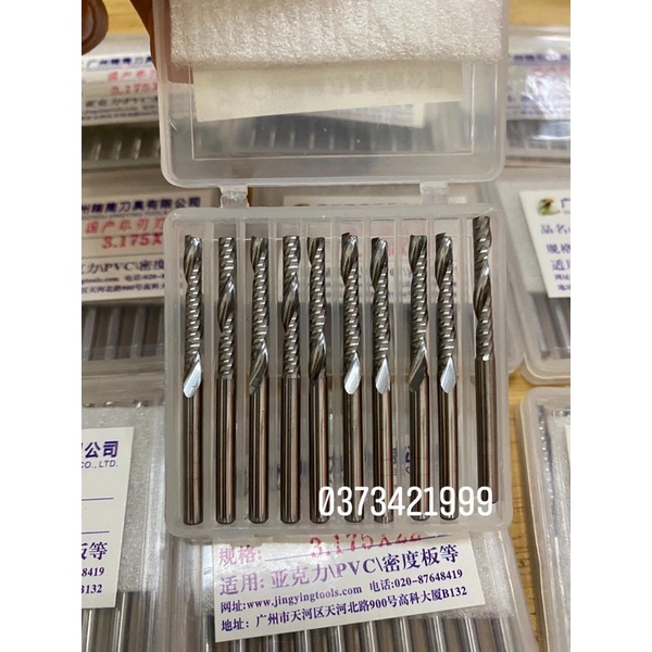 Dao cắt cnc- mũi cắt 1 me xoắn 3.175.22 cắt gỗ , căt mdf..