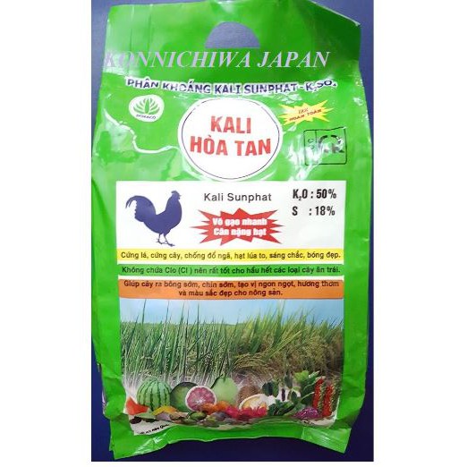 Phân khoáng KALI hòa tan cứng cây cứng lá chống đỗ ngã 1kg KALI SULPHAT