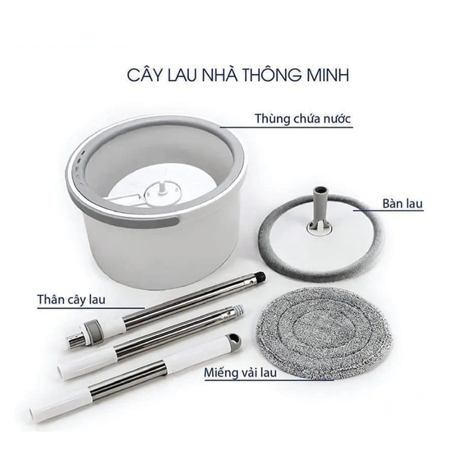 Chổi lau nhà thông minh mop tách nước và lọc bụi bẩn cây xoay 360 độ