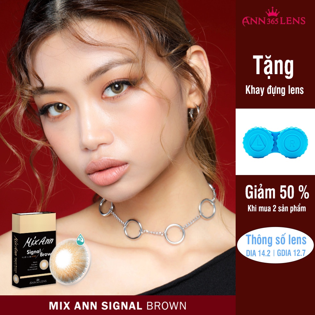 Lens mắt 1 tháng màu nâu tây Signal Brown ANN365 dành cho mắt nhạy cảm