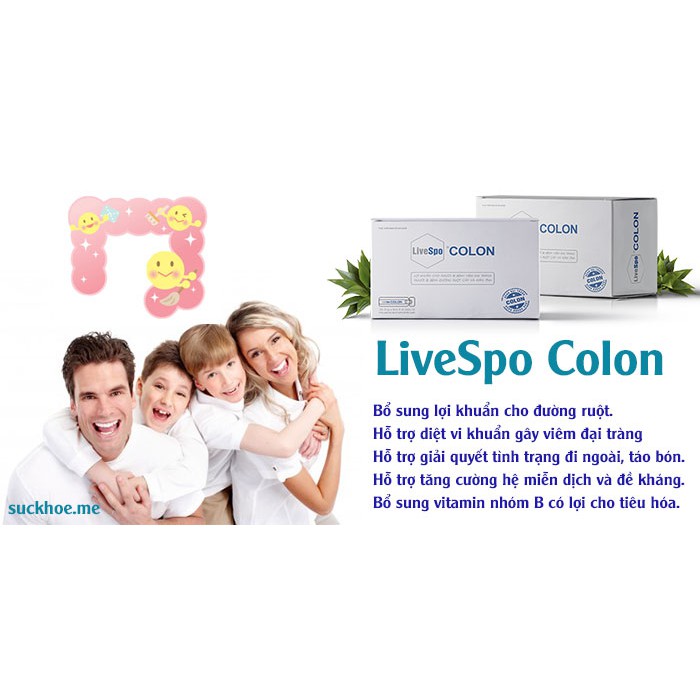 Bào tử lợi khuẩn Livespo Colon Giảm viêm đại tràng Tiêu chảy Táo bón Bổ sung vi sinh vật có lợi Hỗ trợ giảm đầy bụng