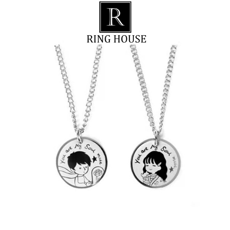(Titan) Dây Chuyền Cặp Đôi Nam Nữ Chàng Trai Cô Gái Tình Yêu Đẹp Ring House