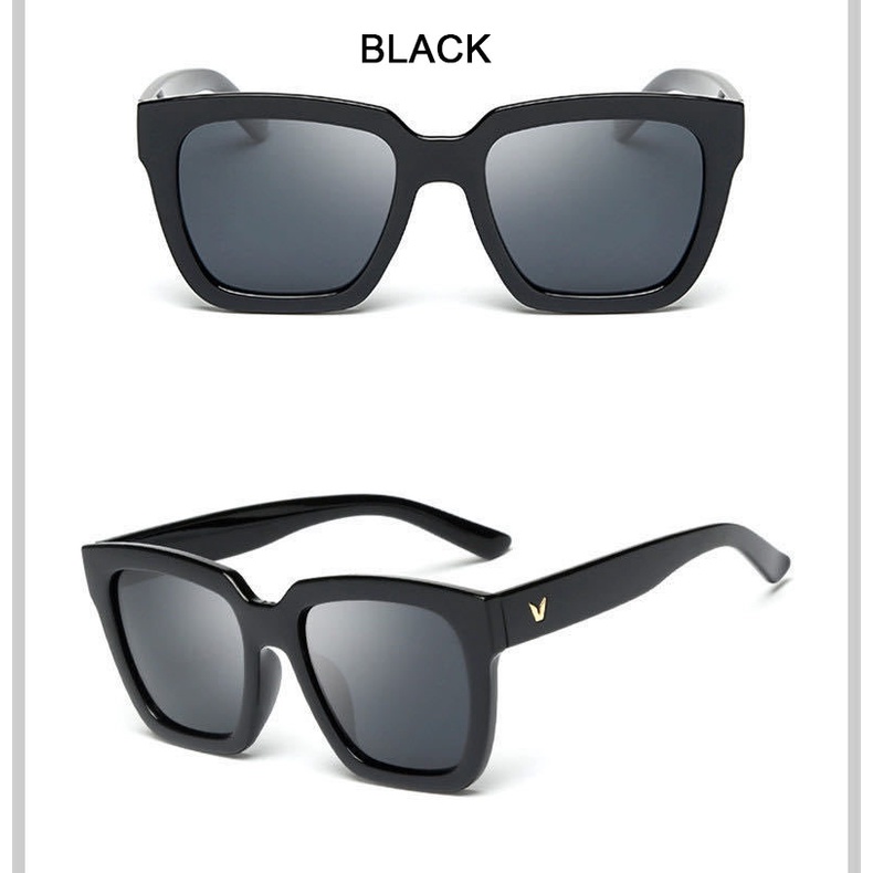 Hàng Có Sẵn Kính Mát Vuông Chống Tia UV Thiết Kế Logo Vàng Chữ V Thời Trang Retro Sang Trọng Cho Nam Nữ Lái Xe