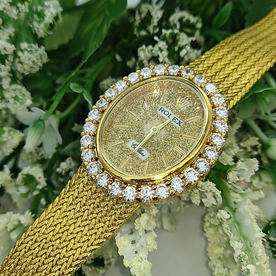Đồng Hồ Nữ RL rolex mặt OVAN Bầu đính đá