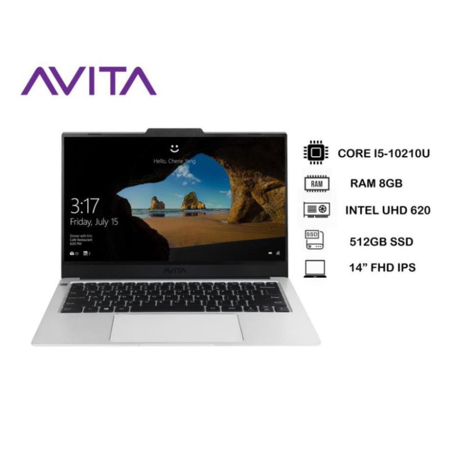 Laptop AVITA LIBER V 14 – Màu Bạc Cloud Silver – INTEL CORE I5-10210U/RAM 8GB/ SSD 512GB/ Win 10 Home BẢO HÀNH 24 THÁNG