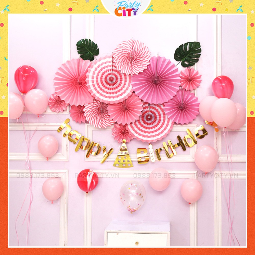 Set quạt giấy trang trí sinh nhật, tiệc cưới, treo tường