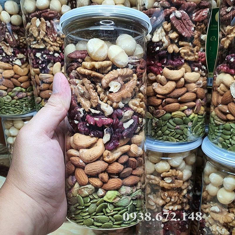 Hạt mix 8 loại hạt dinh dưỡng (Hạt macca, óc chó vàng, óc chó đỏ, hồ đào, hạnh nhân, hạt dẻ cười, hạt điều, bí xanh) | BigBuy360 - bigbuy360.vn