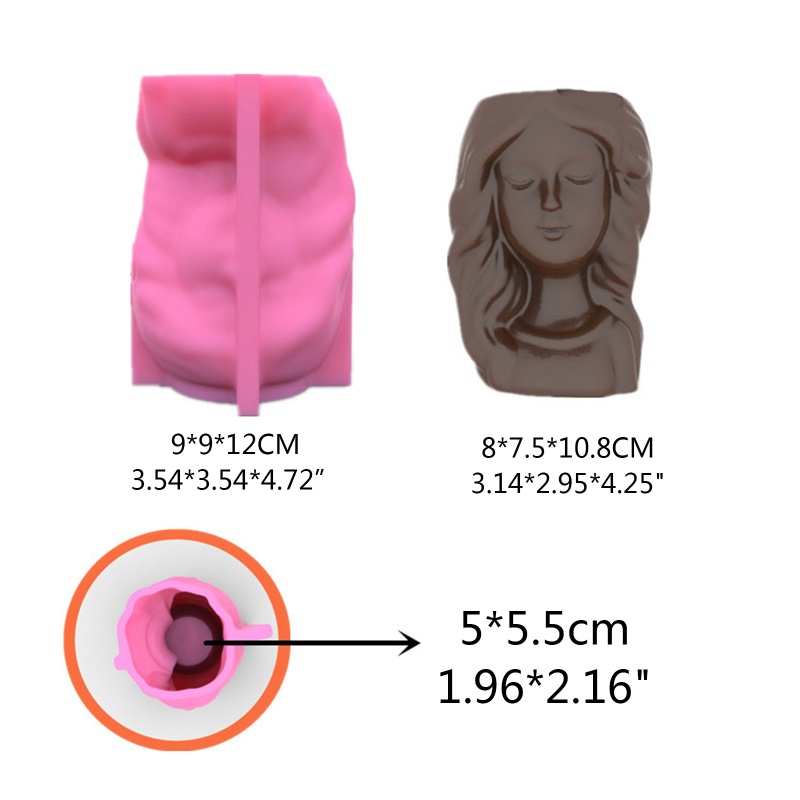 Khuôn Silicone Làm Chậu Cây Mọng Nước Hình Cô Gái Nhỏ DIY