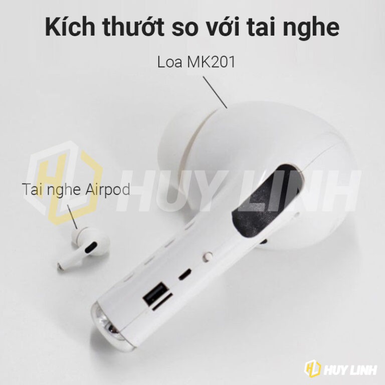 Loa bluetooth hình tai nghe Airpods khổng lồ cực hót - Loa tai nghe bluetooth MK201/TF FM Aux Mic