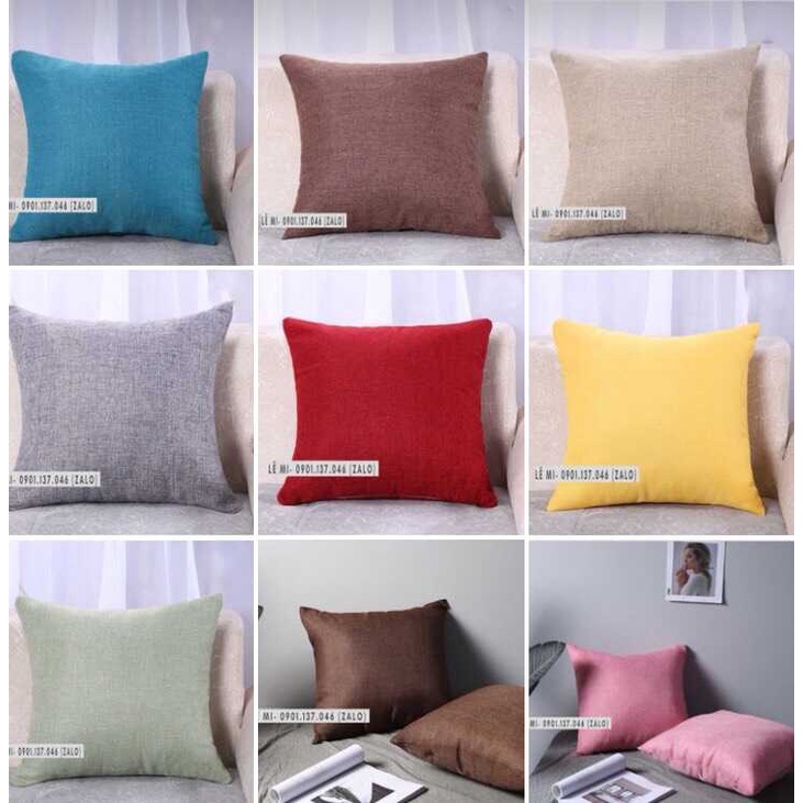 Gối tựa lưng gối sofa gối trơn một màu gối trang trí sofa màu đơn sắc gối tựa sofa cao cấp gối vải bố