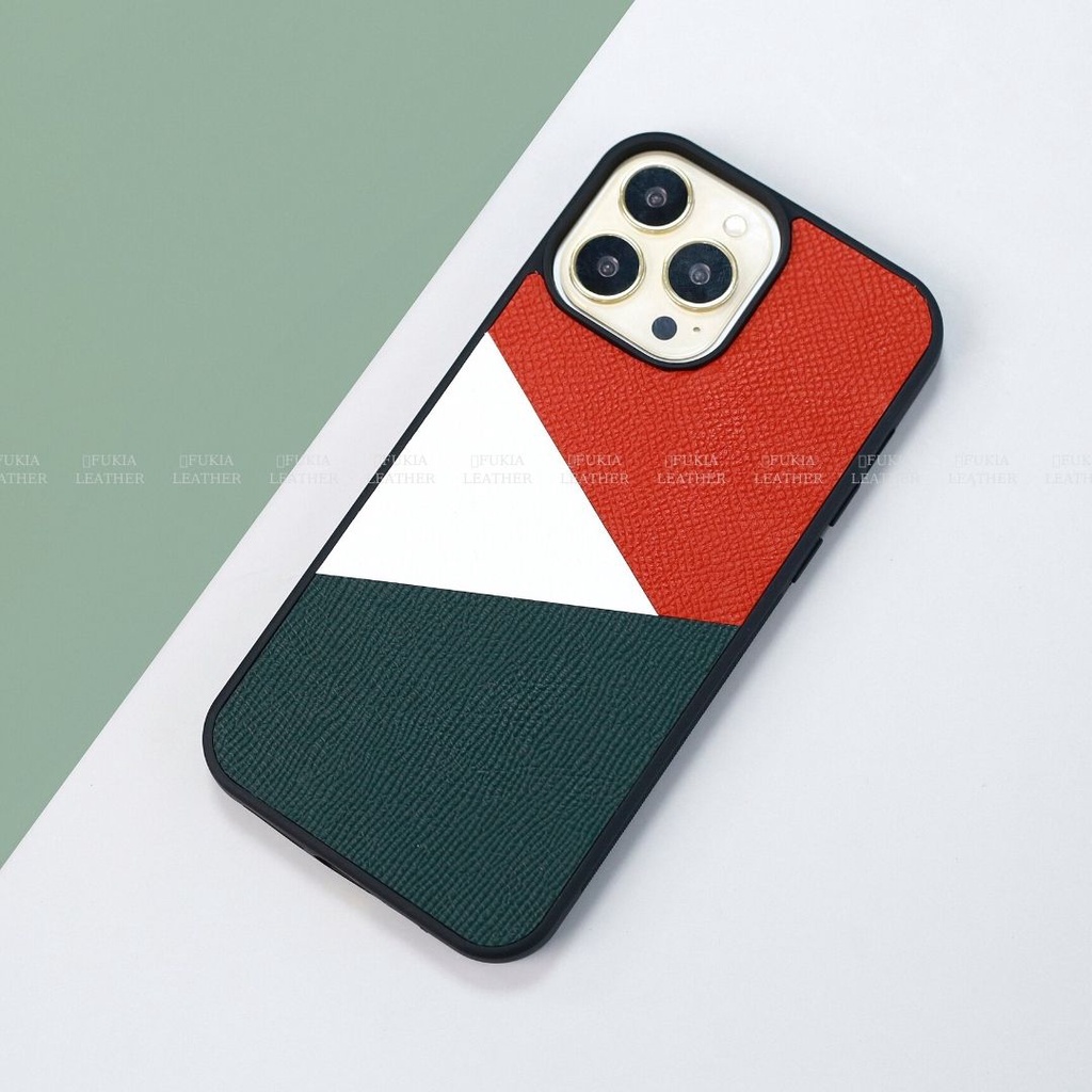 Ốp da thủ công viền đen Epsom Mix Màu 1-6 cho IPhone 14/14Pro/14Promax/13/13Pro/13Promax/12/12Pro/12Promax ODTC140