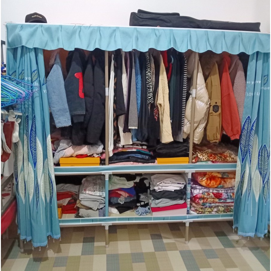 Tủ Vải đựng quần áo khung thép loại 1 bền nhất khung tủ titan 2,3,4 buồng tủ quần áo vải loại bền nhất