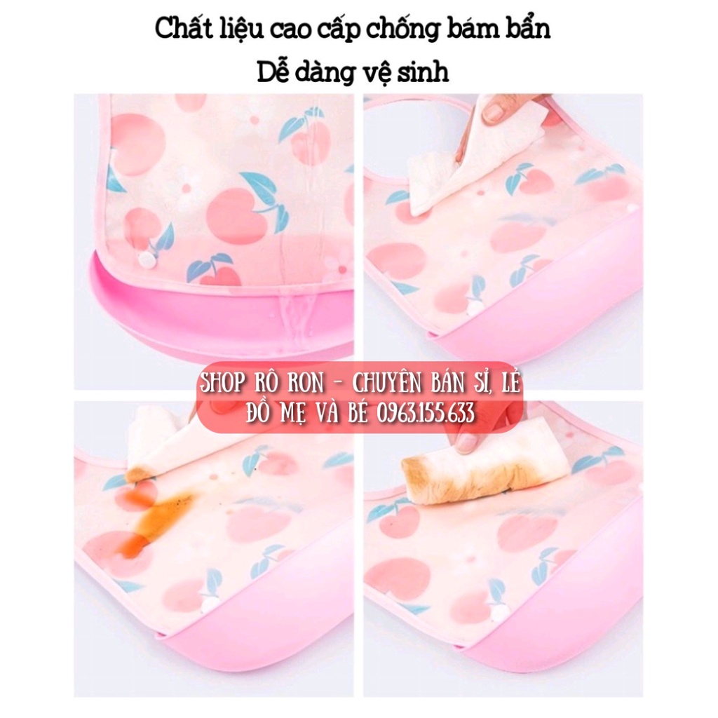 Yếm ăn dặm có máng tháo rời - Yếm máng ăn dặm cho bé - Shop Rô Ron