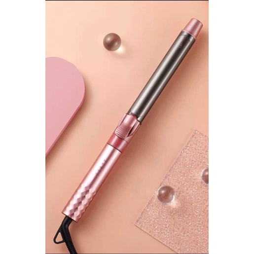 GẬY UỐN XOĂN XOAY 360 ĐỘ MÀU HỒNG SIZE 19-22-25-28-32MM TẶNG KÈM 1 LƯỢC 2 KẸP