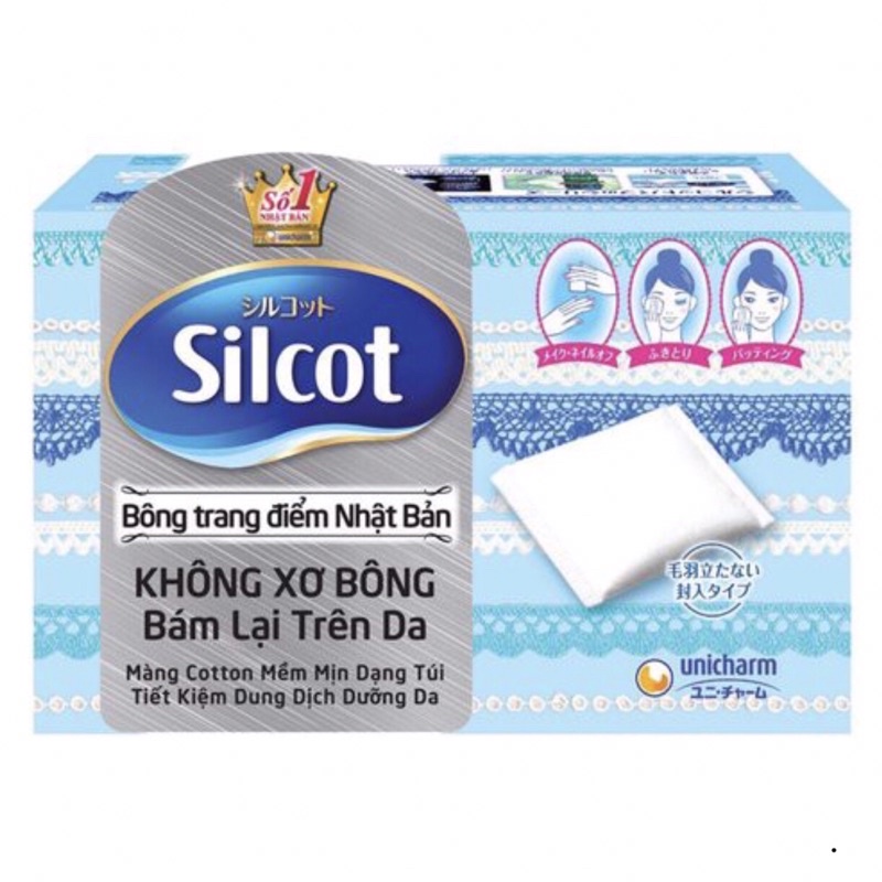 Bông trang điểm (bông tẩy trang) Silcot số 1 Nhật Bản - 82 miếng/Hộp