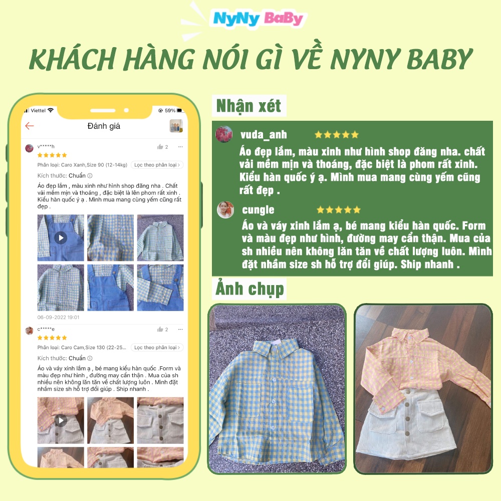 Áo Sơ Mi Form Rộng Cho Bé Trai Bé Gái Dáng Thụng Vải Cotton Thô Mềm Họa Tiết Kẻ Caro Nyny Baby  Từ 1-7 Tuổi