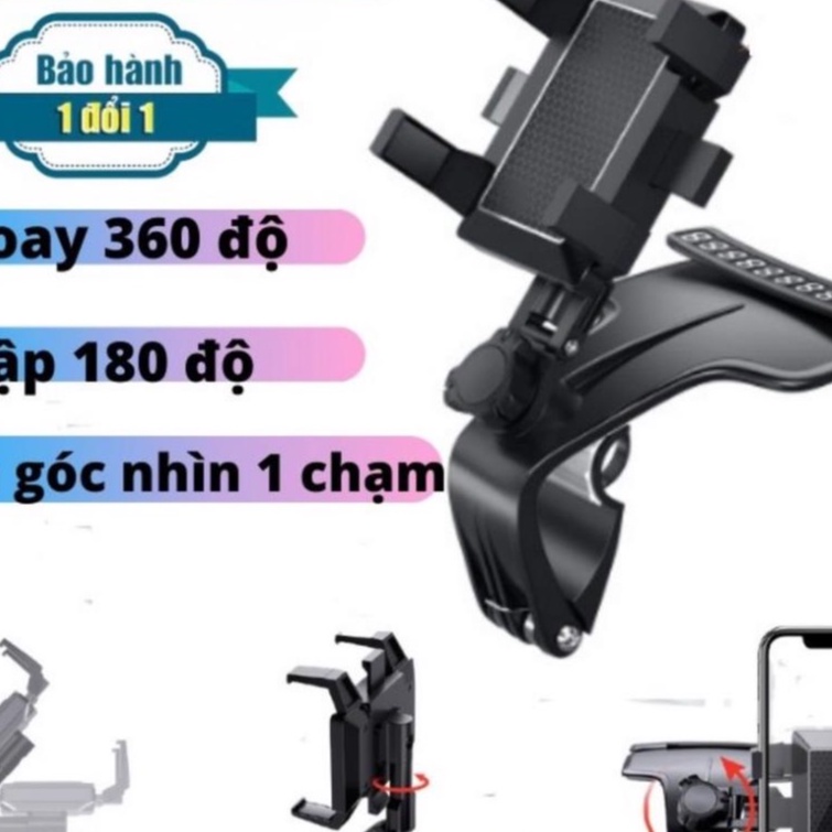 Giá đỡ kẹp điện thoại vô lăng để trên xe hơi ô tô xoay 360 độ chống rung treo đa điểm trên taplo, gương chiếu hậu | BigBuy360 - bigbuy360.vn