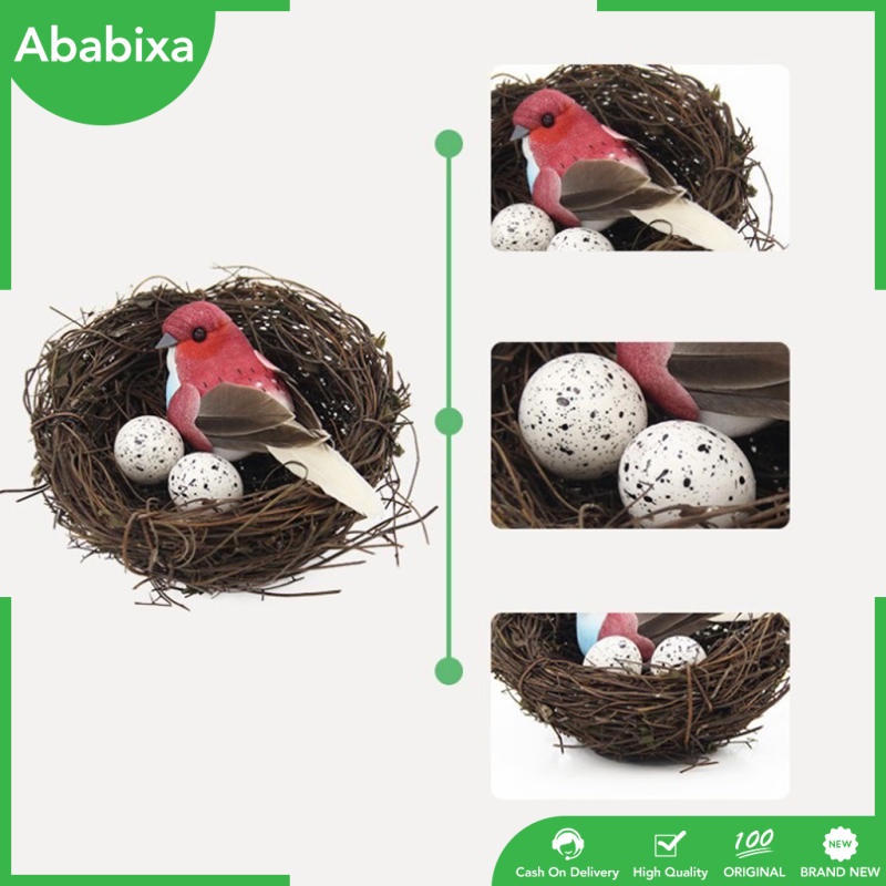 [Ababixa] Tổ Chim Nhân Tạo Bằng Xốp Có Lông Vũ Và Quả Trứng Trang Trí Thủ Công DIY