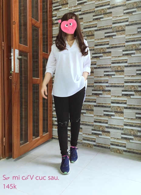 👚Áo Sơ Mi cổ V phối cúc sau 😍