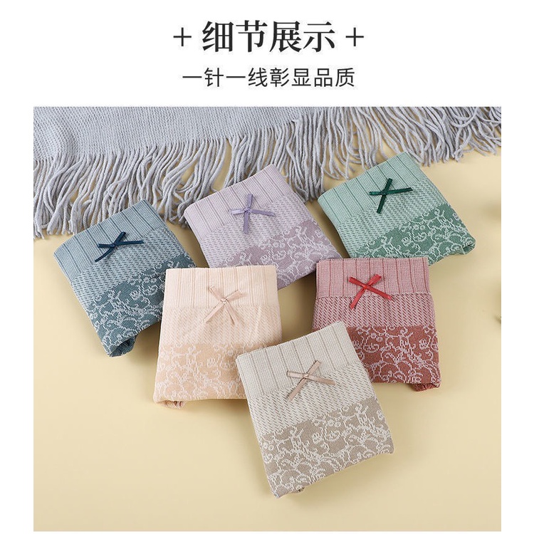 Quần Lót Nữ - Quần Chip Nữ Cotton Cạp Cao kháng khuẩn viền ren sóng thoáng mát đính nơ tôn vòng 3 gợi cảm mẫu A49