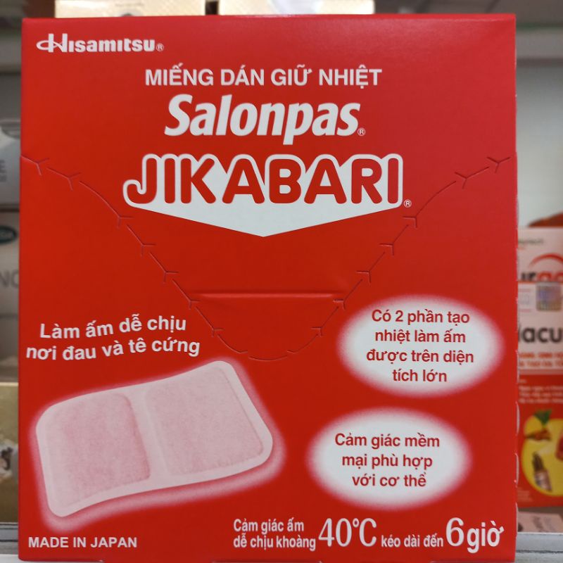 Miếng dán giữ nhiệt Jikabari salonpas hộp 8 miếng date 10.2023