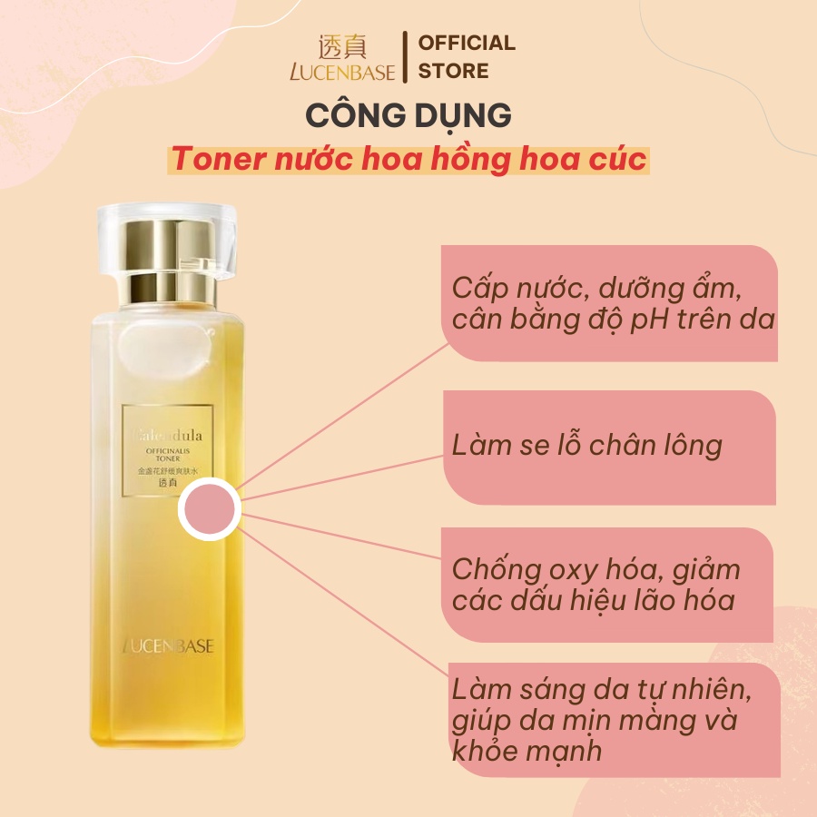 Toner nước hoa hồng hoa cúc LUCENBASE cấp ẩm, làm dịu da 180ml