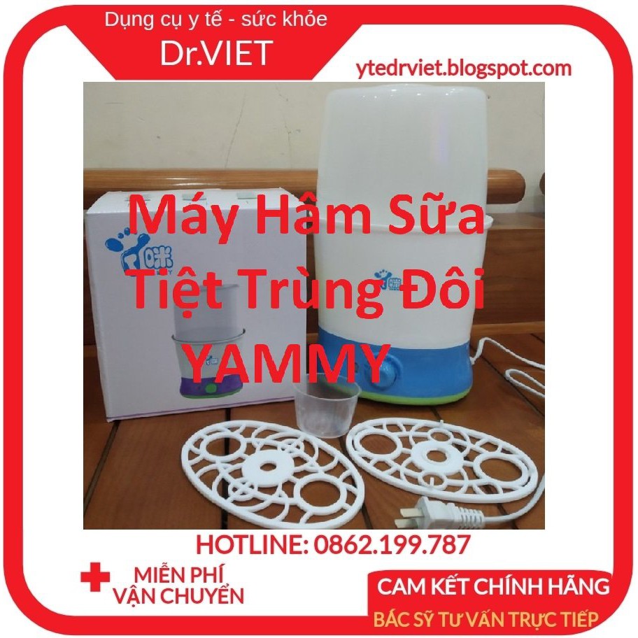 Máy Hâm Sữa Tiệt Trùng Đôi YAMMY (Tặng Kèm Túi Đựng Sữa)-Rã đông, hâm sữa, túi trữ sữa, hâm cháo, thức ăn cho bé an toàn