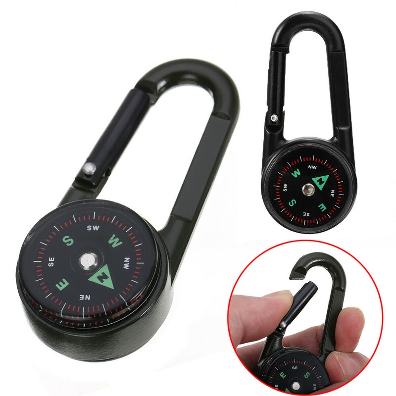 Móc ngoài trời La bàn kim loại mini La bàn móc khóa Cắm trại ngoài trời Đi bộ leo núi Chìa khóa móc khóa Snap Hook La bàn Carabiners