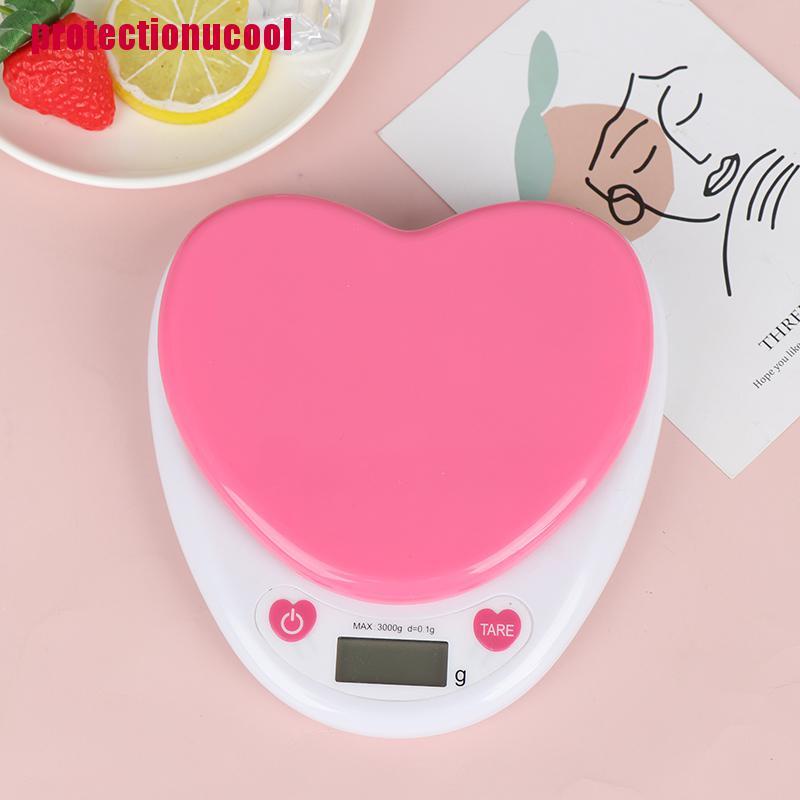 [procoolVN]Digital Kitchen Scale LCD Monitor Auto Zero Auto Poweroff Solid Heart Shape Gift