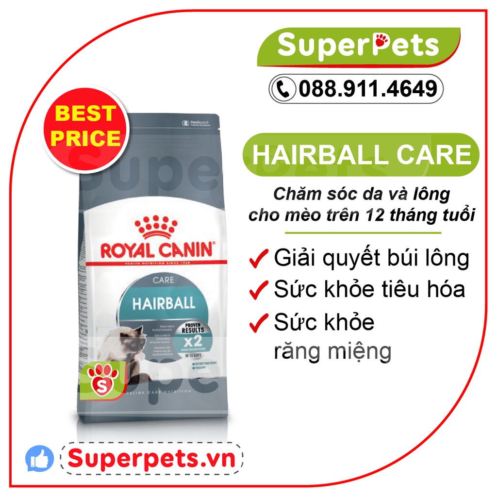Hạt Royal Canin HAIRBALL HAIRSKIN Ngừa Búi Lông Và Đẹp Lông Da Cho Mèo Nhập Pháp