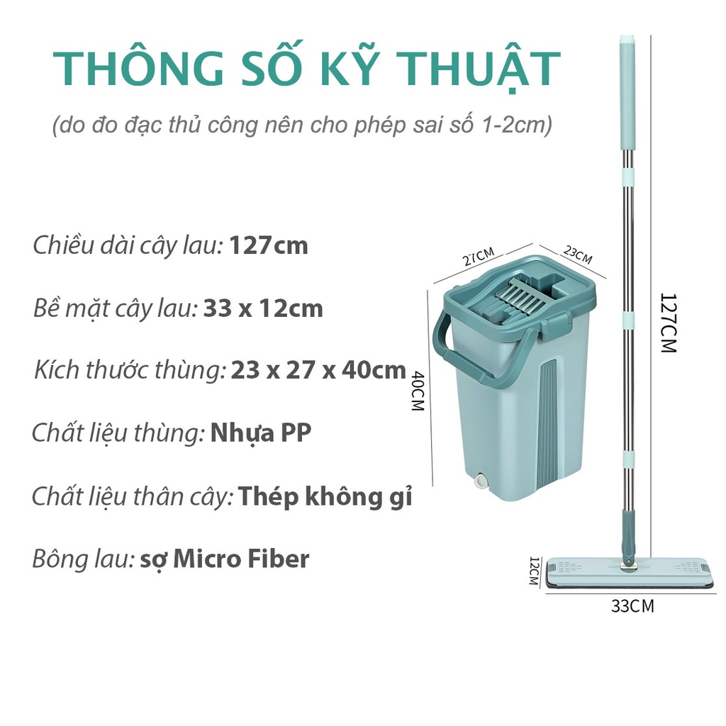 [Mã LIFE50KALL giảm 10% đơn 200K] Cây lau nhà, bộ lau nhà thông minh tự vắt SAGOKER, mã BLNRE