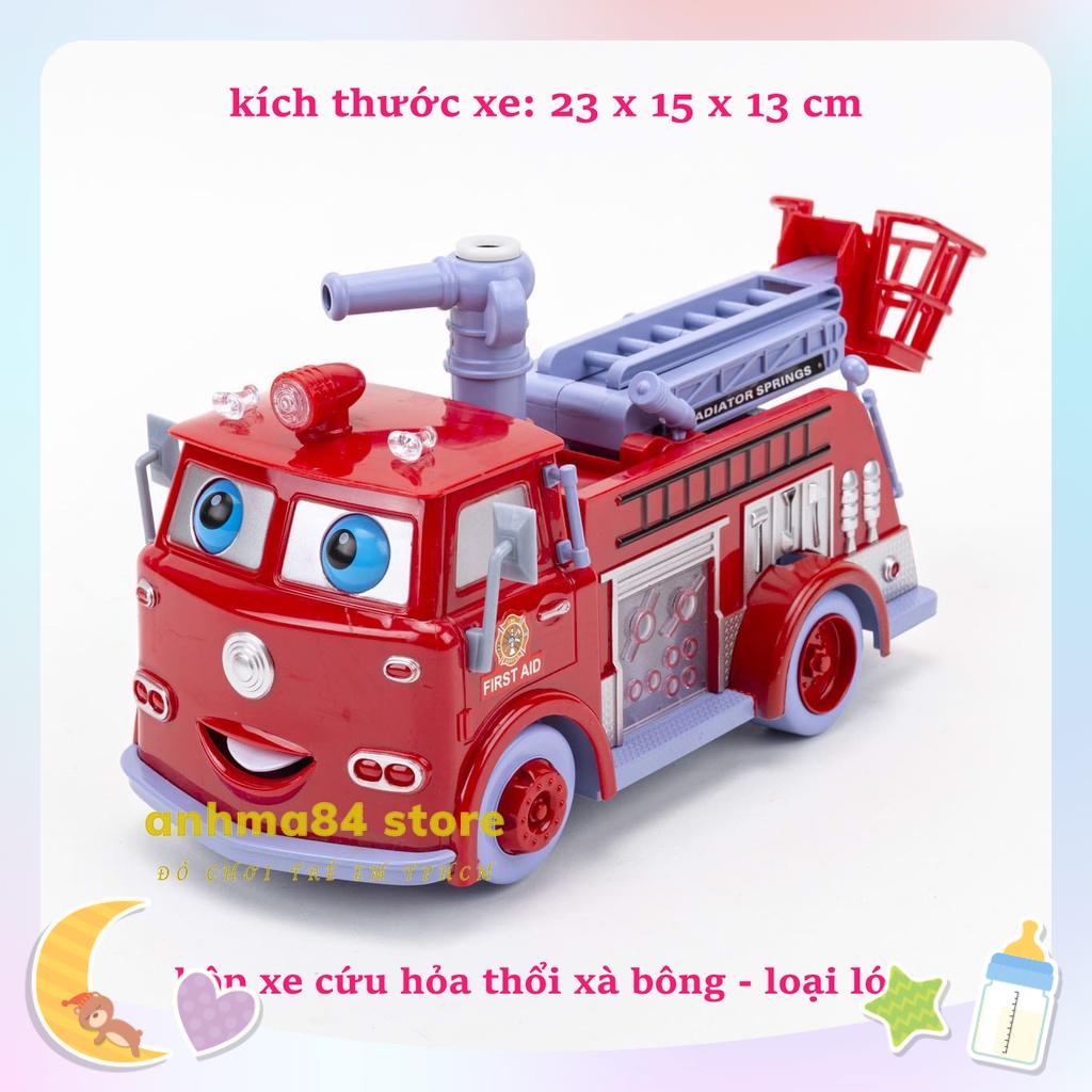 Hộp Xe Cứu Hỏa thổi xà bông - Xe cứu hỏa chạy pin thổi bong bóng vui nhộn - anhma84 store tphcm