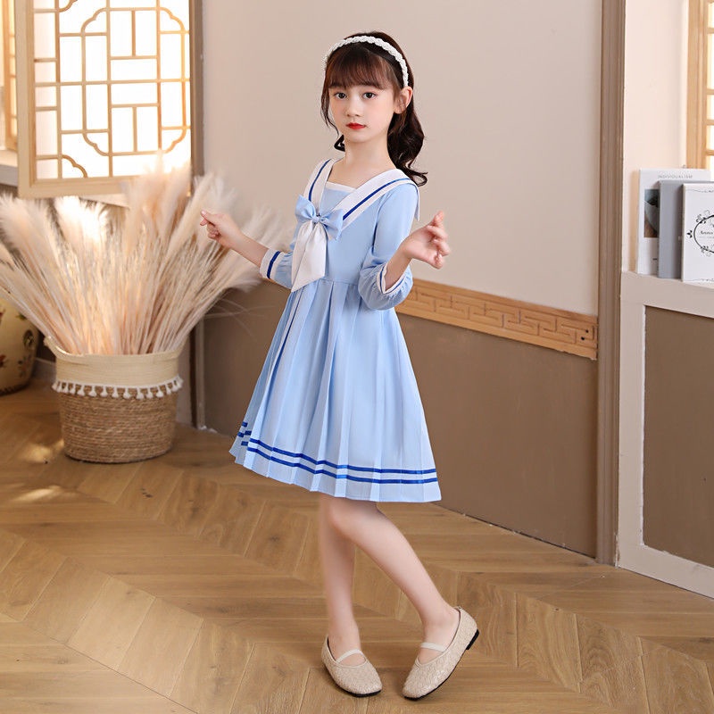 Đầm Dài Tay Phong Cách Preppy Thời Trang Mới 2022 Cho Bé Gái