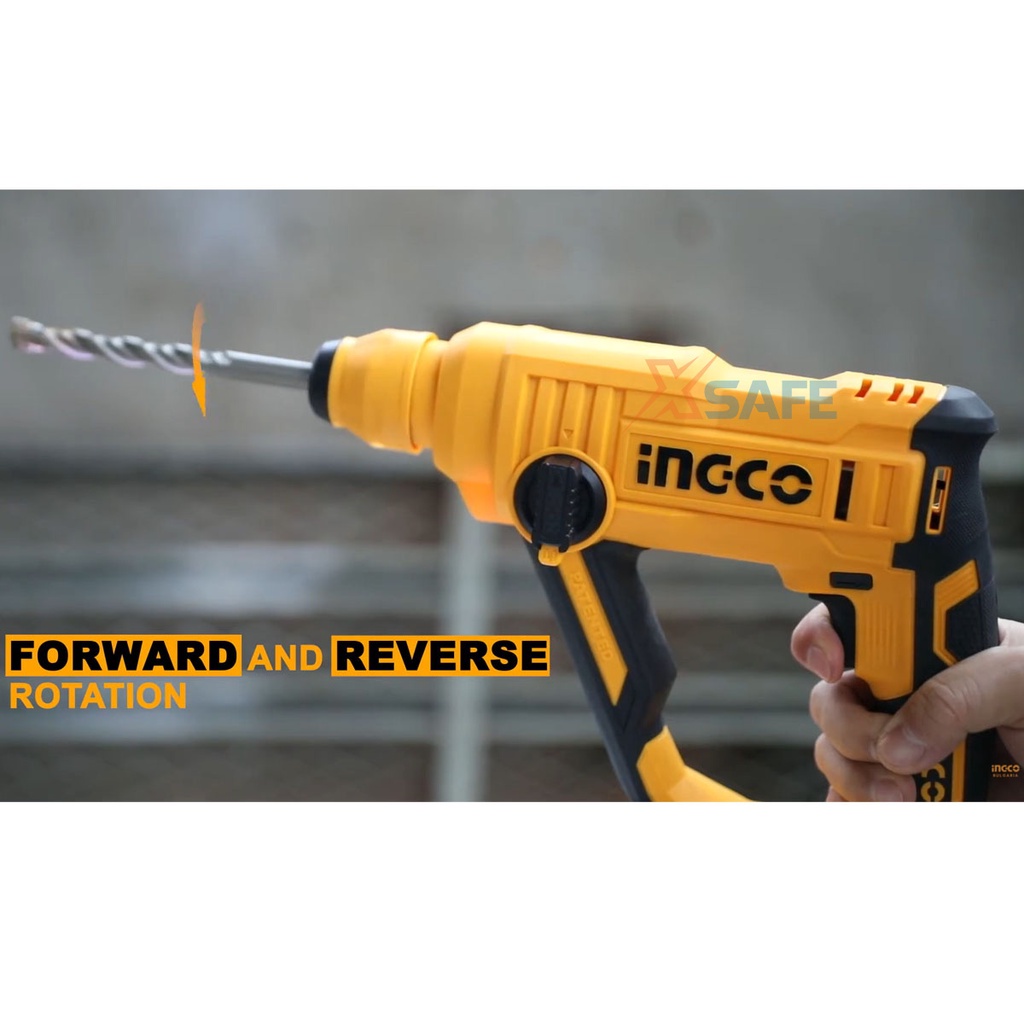 Máy khoan bê tông dùng pin 20V INGCO CRHLI1601 tốc độ 900rpm, tốc độ búa 5100bpm, khả năng khoan 16mm, chưa gồm pin sạc