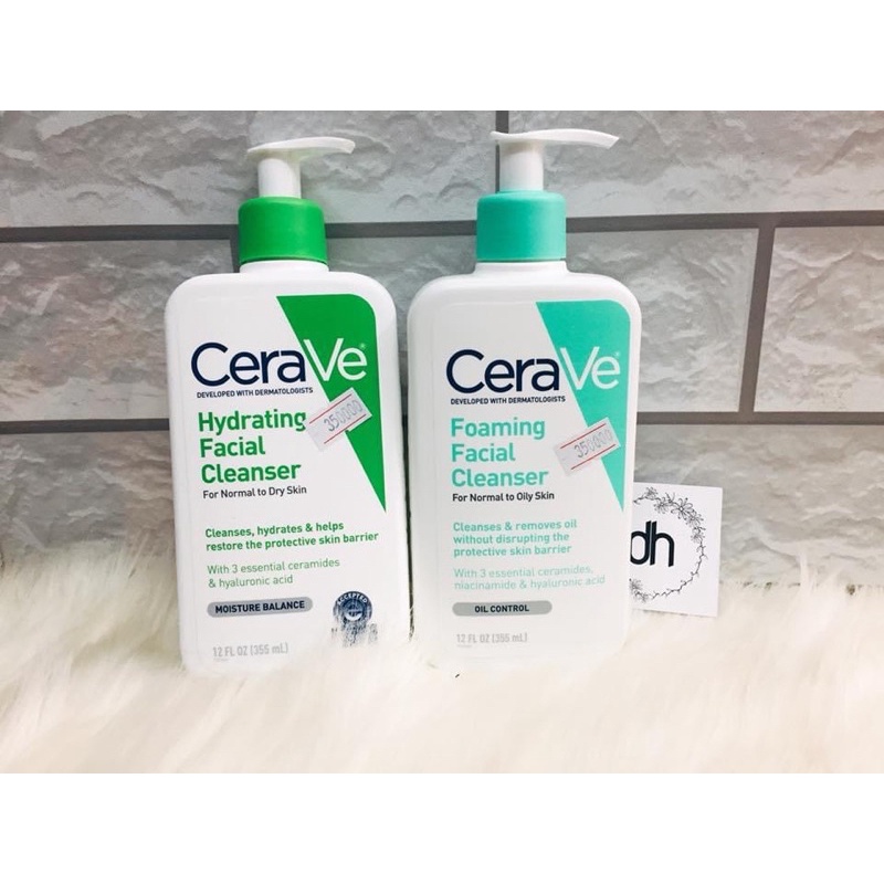 Sữa rửa mặt Ce.ra.ve Foaming/Hydrating Facial Cleanser cho da dầu/da khô 473ml/236ml