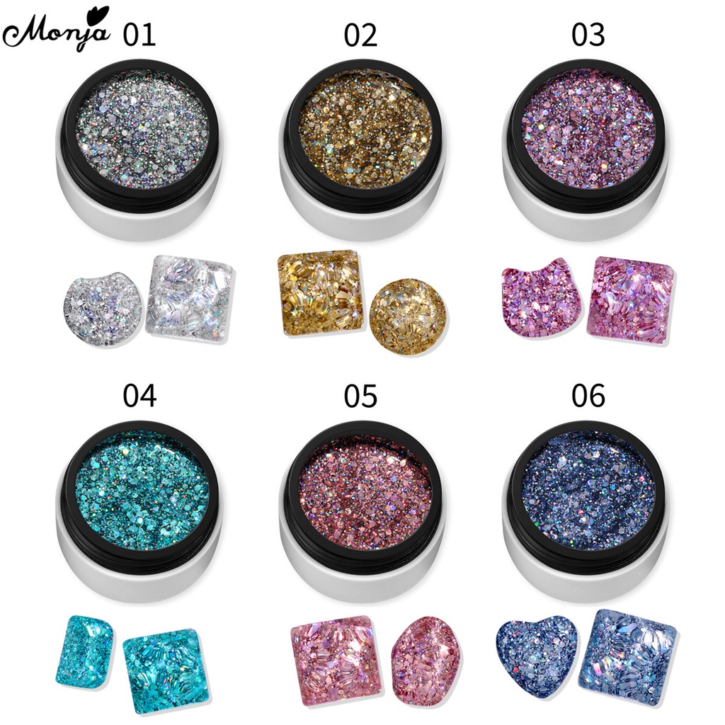 MONJA Gel Sơn Móng Tay 5ML Lấp Lánh Sáng Bóng