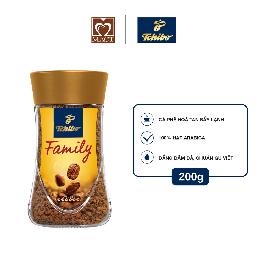 Cà phê hòa tan TCHIBO FAMILY - 100% Robusta - Vị đắng đậm đà - lọ 200g