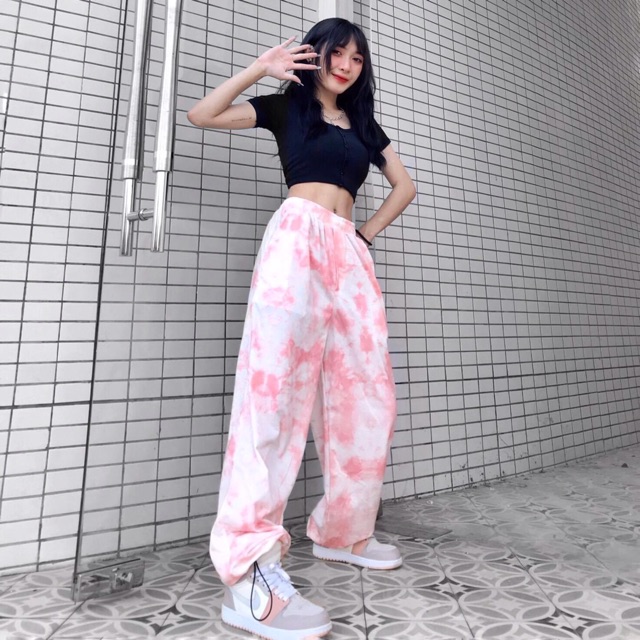 Quần Long Pants 3D Loang Cloud Ảnh Thật(Suông_Dây Rút Tự Điều Chỉnh)