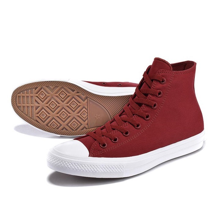 Giày Nam, Giày Sneaker CKII Vải - Đế Cao Su Cổ Cao Màu Đỏ Đậm