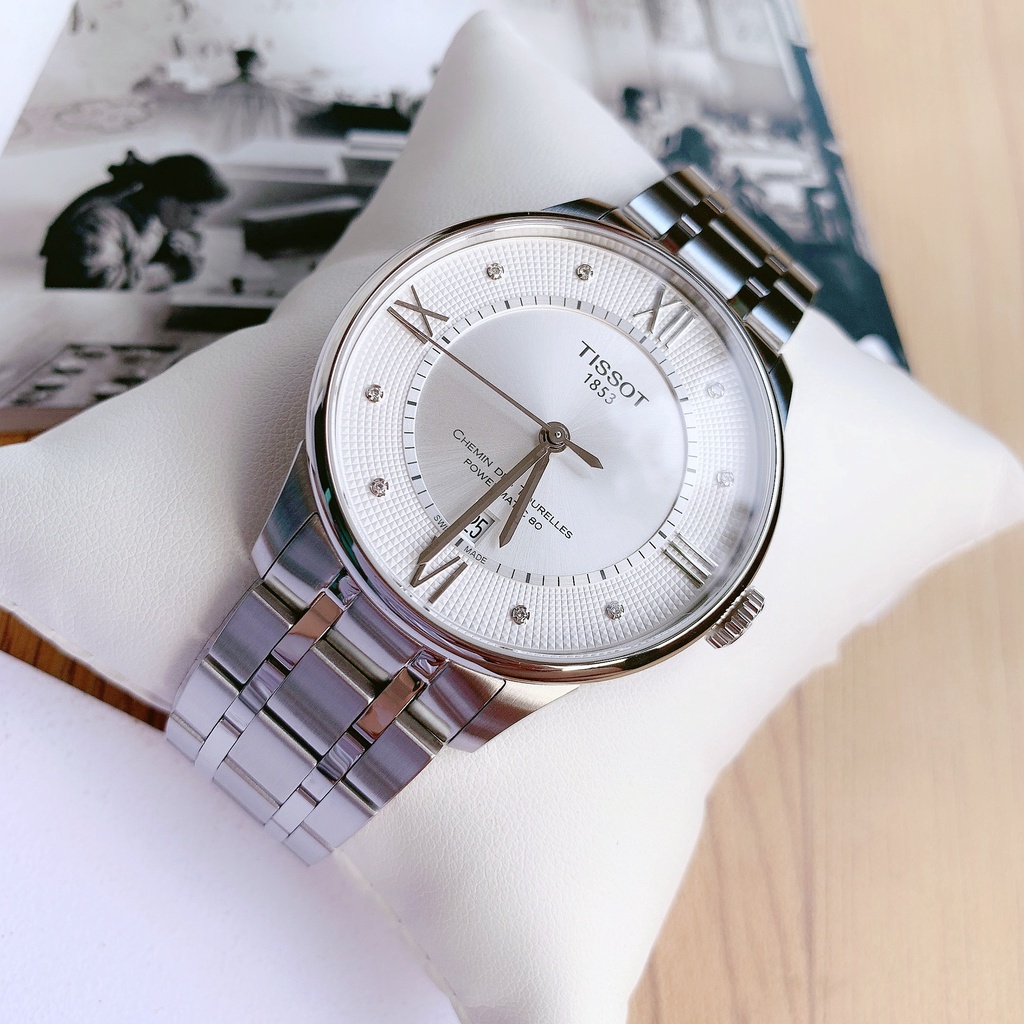 Đồng hồ nam chính hãng Tissot Chemin Des Tourelles Diamond.White - T099.407.11.033.00- Máy cơ tự động - Kính Sapphire