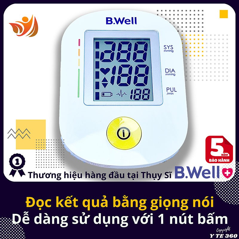 Máy đo huyết áp bắp tay điện tử tự động có tiếng việt b.well pro 36 - bwell y tế 360