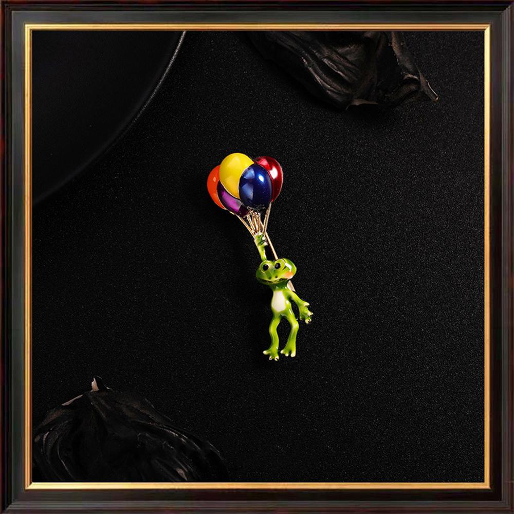 Trâm Cài Áo Hình Chú Ếch Cầm Bong Bóng Phong Cách Vintage Thanh Lịch Cho Nữ