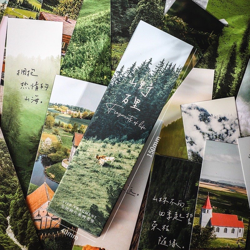Bookmark kẹp sách giấy cứng hoạ tiết phong cảnh thiên nhiên