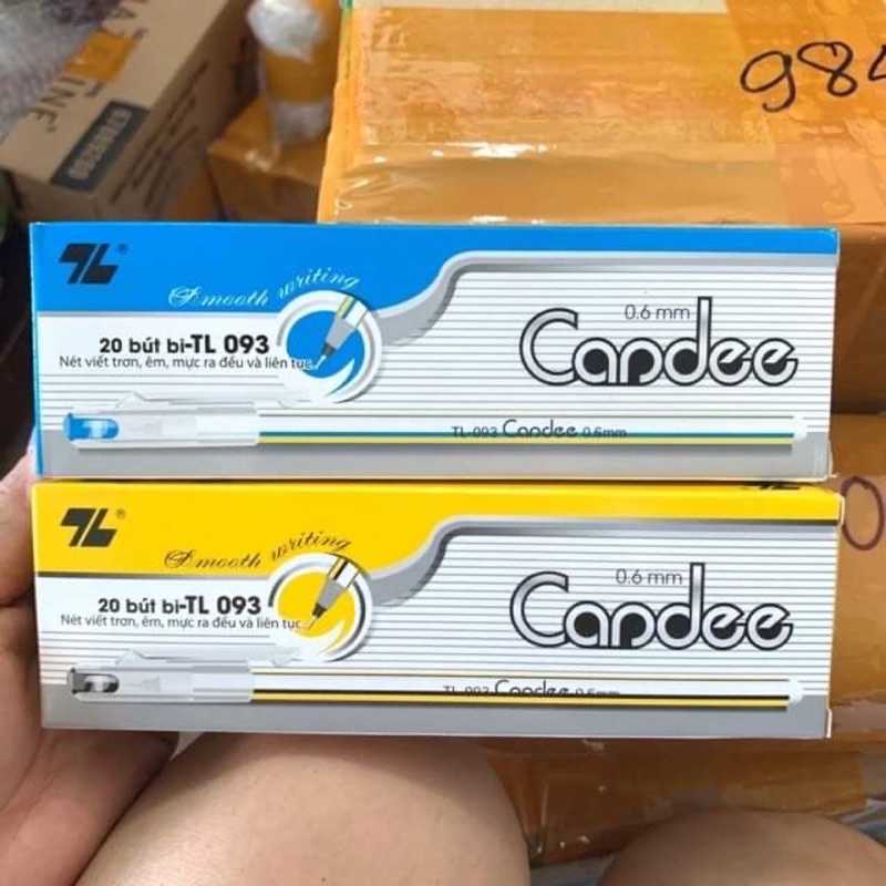 Hộp 20 Bút Bi Nến Candee Mực Xanh/Đen