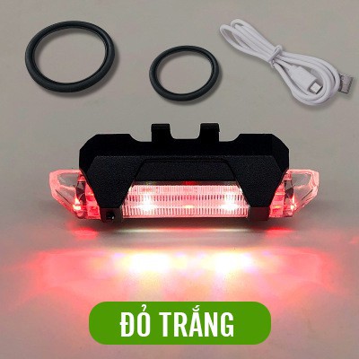 Đèn báo hiệu gắn đuôi xe đạp 5 bóng LED có cổng sạc USB