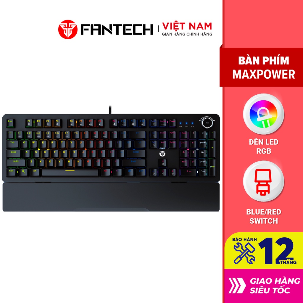 Bàn Phím Cơ Gaming FANTECH MK853 MAXPOWER Outemu Blue/Red Switch LED Gradient Full Anti Ghosting Có Phần Mềm Tùy Chỉnh