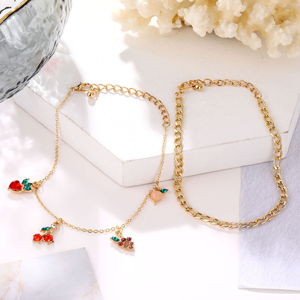 Bộ Lắc Chân + Lắc Chân Hình Quả Cherry Xinh Xắn Cho Nữ